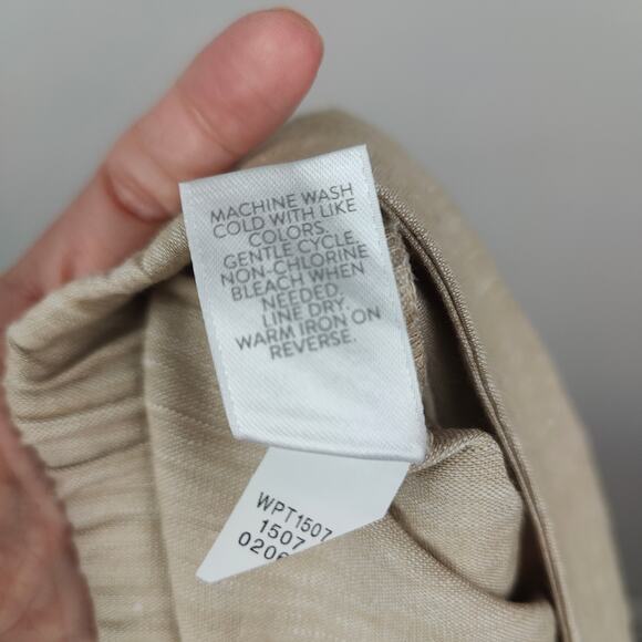 J Jill Linen Stretch Pants Womens Small Beige Ankle Pull On Beachy Preppy - Picture 7 of 8